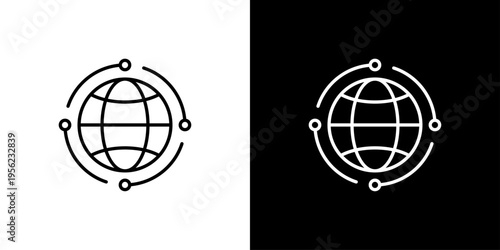 Global Presence Icon Sheet Black And White