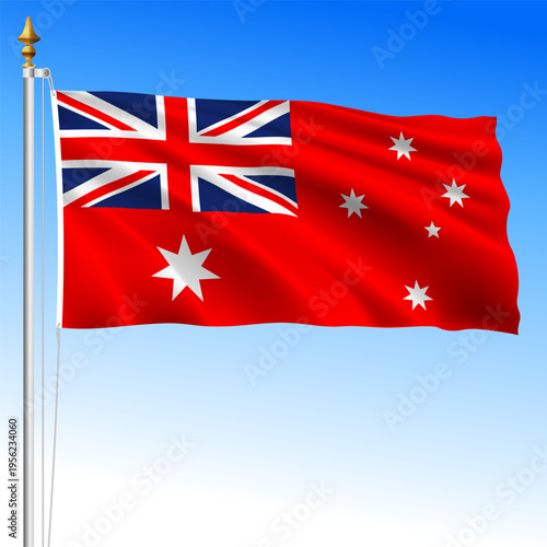 Red Ensign flag, Australia, waving flag, Oceania, vector illustration