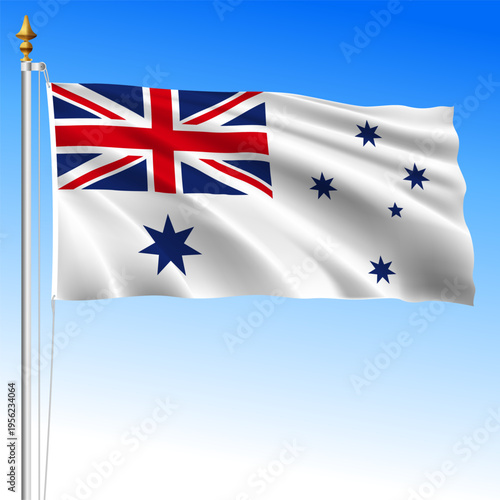 White Ensign Navy flag, Australia, waving flag, Oceania, vector illustration