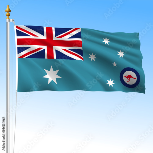 Australian Air Forces ensign, Australia, waving flag, Oceania, vector illustration