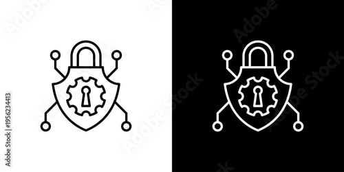 Cybersecurity Icon Sheet Black And White