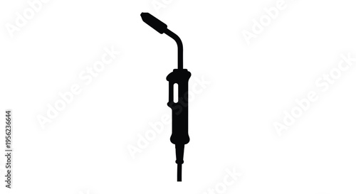 Black soldering iron depicted in a stark isolated silhouette