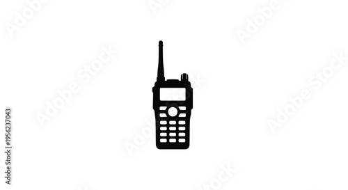 A black silhouette of a two way radio communication device silhouette