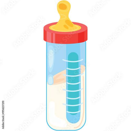 Flat baby milk bottle vector illustration isolated