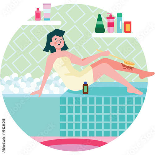 Woman use natural pharmacy beauty cosmetics vector