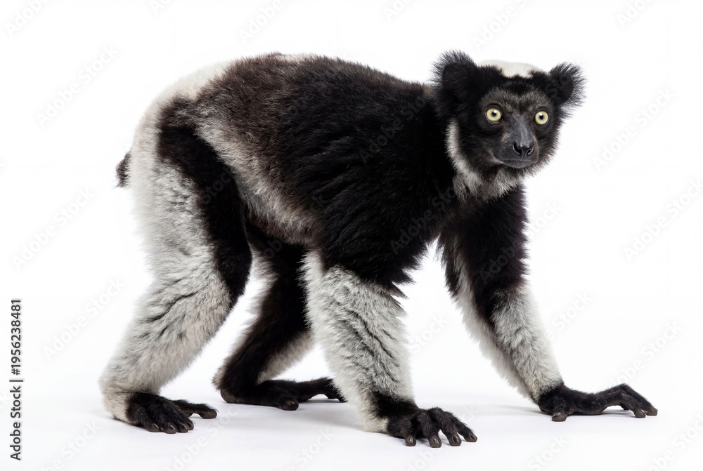Fototapeta premium Indri lemur isolated on a white background