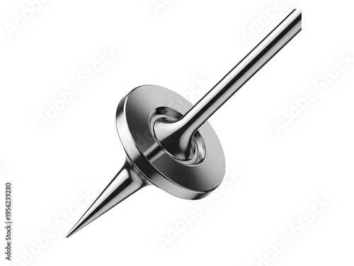 Metal thumbtack with shiny silver finish and round flat head  office supply transparent background