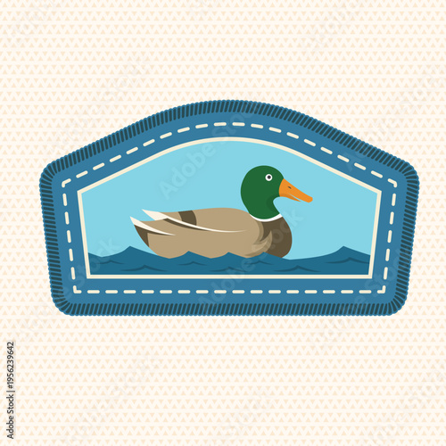 Scout badge with duck. Vector. Merit patch, sticker for camping outdoor and academic activities. Perfect for scouting groups, camping events, bike clubs, outdoor apparel, stickers, embroidery, and