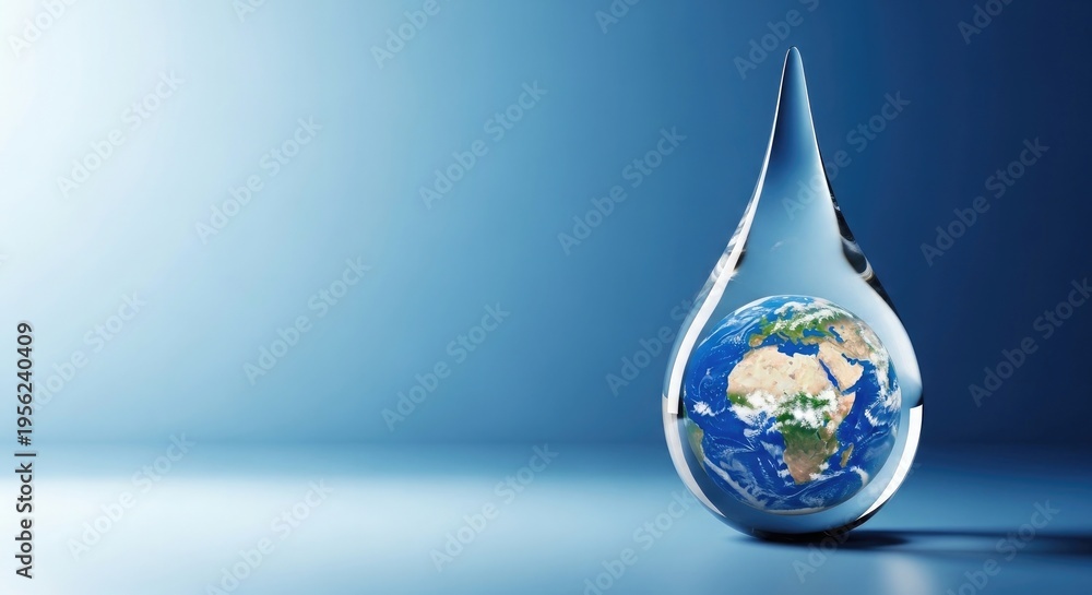 Fototapeta premium A glass teardrop shaped vase with a miniature earth inside