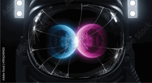 Astronaut Helmet with Binary Planets Reflection.