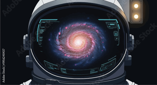 Astronaut Helmet with Galaxy Reflection.