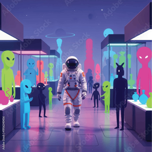 Astronaut in Alien Museum Space Suit.