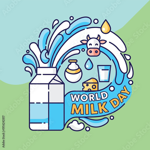 Cartoon milk bottle with cow.