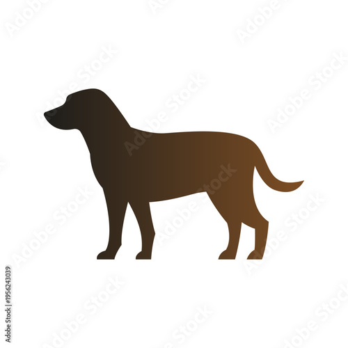 Brown Gradient Dog Silhouette Standing Profile View.