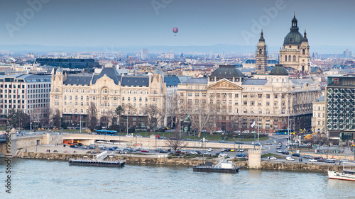 panorama view at the parliament with Danube river in Budapest