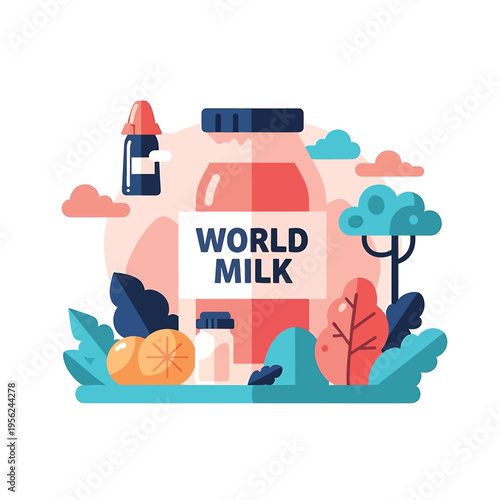 Carton of milk with blue cap.