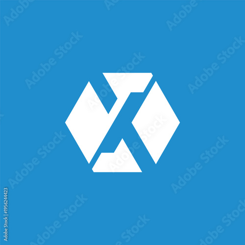 Geometric Abstract Letter X Logo Design with Hexagonal Shape and Intersecting Lines