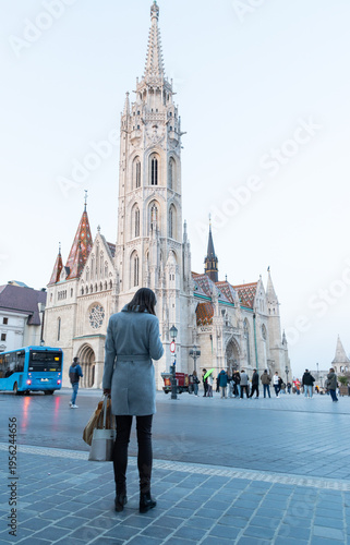 the Matthias Church in Budapest at blue hour  Hungary  Europe