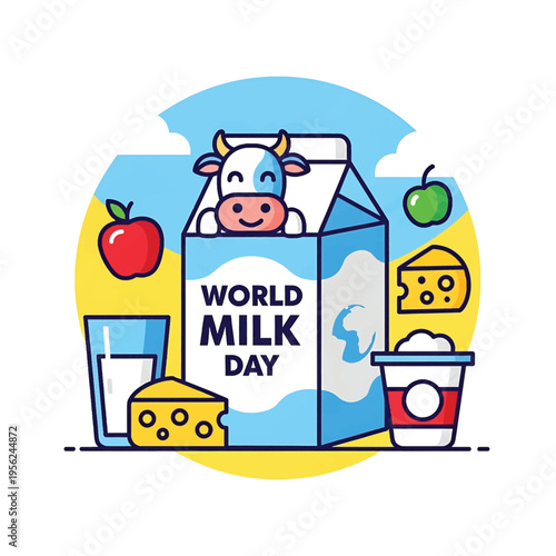 Cartoon cow on milk carton.