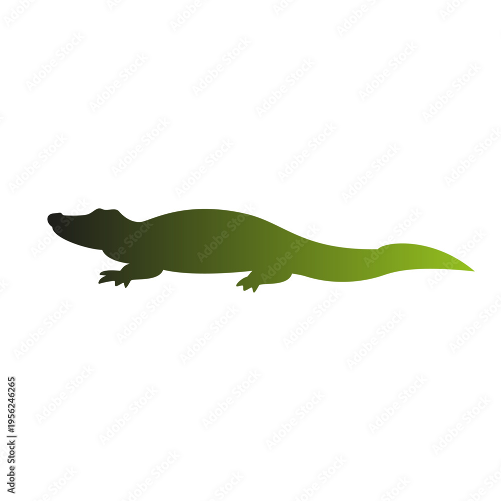 Fototapeta premium Green Gradient Crocodile Silhouette Profile Vector Illustration.