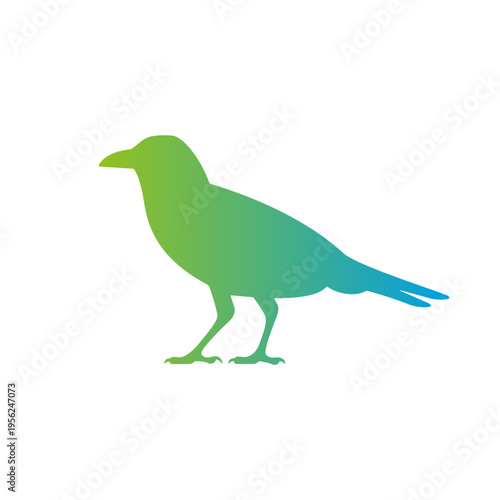 Colorful Gradient Bird Silhouette Standing on Legs.