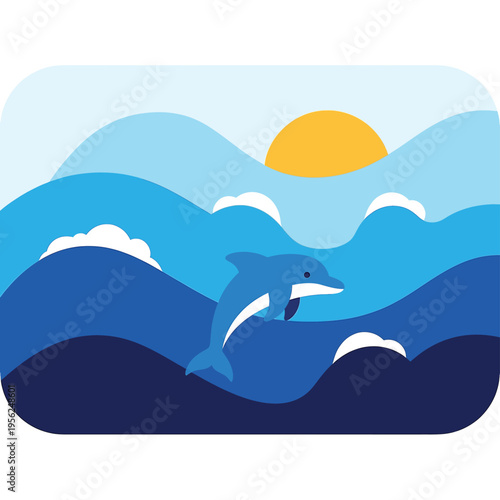 Dolphin jumping out of water.