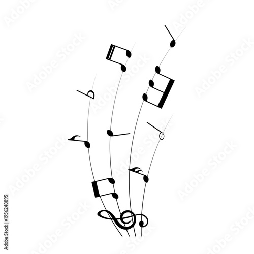 Music notes, musical design element, isolated on white background, vector illustration.