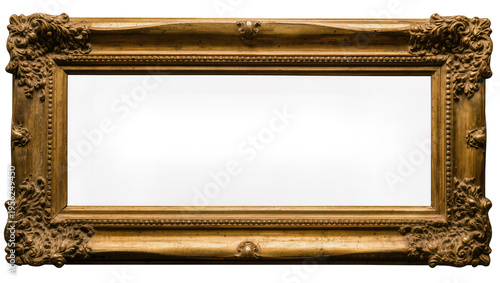 фотографія Isolated luxurious antique golden frame with ornate corners and intricate baroqu