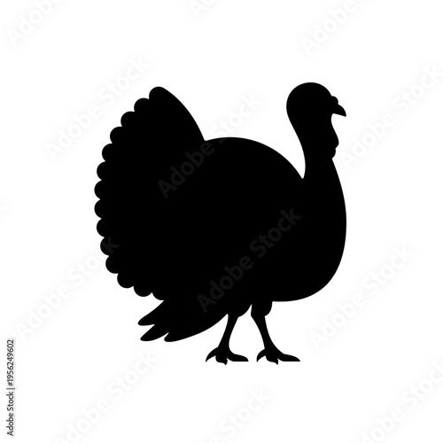 Black Silhouette of a Turkey Bird.