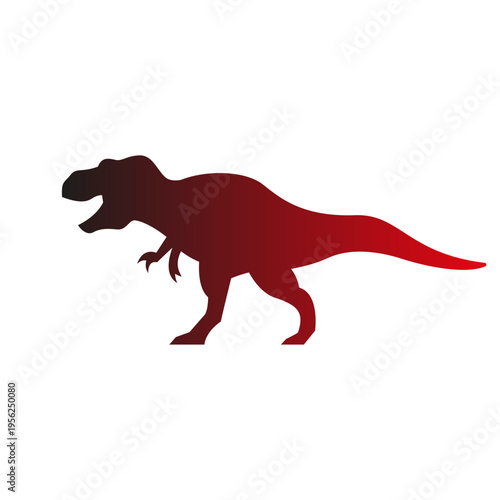 Red Gradient Tyrannosaurus Rex Silhouette Graphic Illustration.