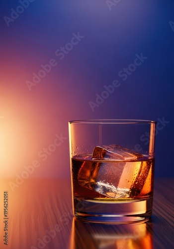 Solitary moment of deep thought beside a strong drink, capturing the quiet introspection of an evening spent contemplating life's choices, evening, stillness, counter