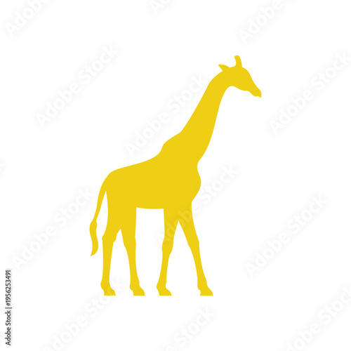 Yellow Giraffe Silhouette Standing Alone.