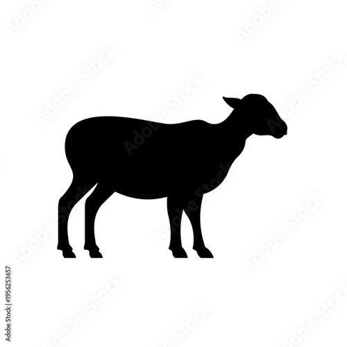 Black Silhouette of a Sheep Standing.