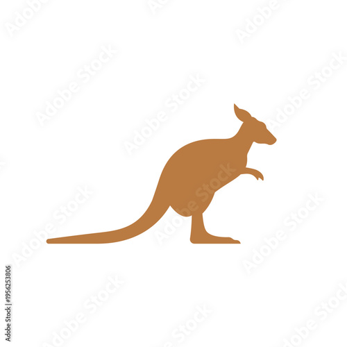 Kangaroo Silhouette Illustration on White Background.