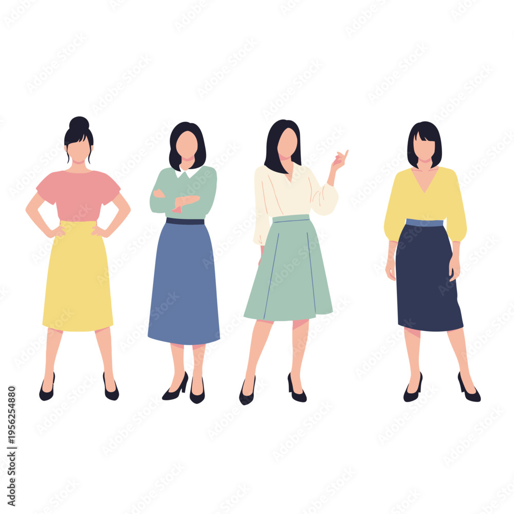 Fototapeta premium Diverse Women in Business Attire Standing Together, Celebrating Teamwork and Equality