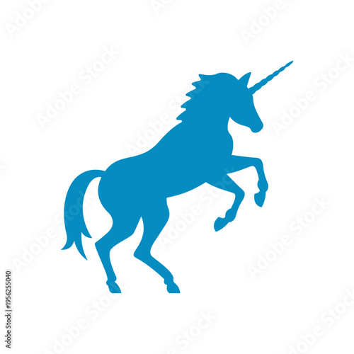 Blue Unicorn Silhouette Illustration Mythical Creature.