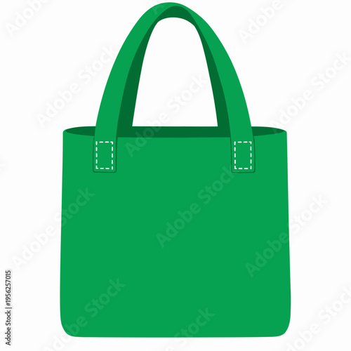 Green reusable tote bag with white stitching on handles