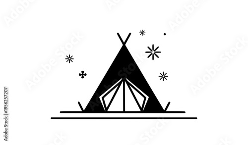 Minimal Winter Camping Tent Icon Silhouette Vector Illustration