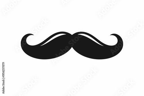 A classic handlebar mustache silhouette on a white background