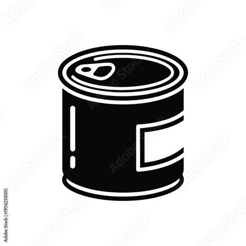 Food tin can vector glyph icon. canned goods storage. preserved food packaging for pantry. grocery item silhouette for graphic design, web, and print media