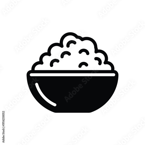 Bowl of rice or porridge icon representing healthy breakfast nutrition organic food products cereal bowl serving diet lifestyle meal preparation and culinary agriculture harvest concepts
