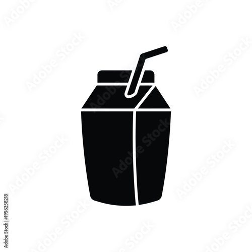 Milk carton icon vector illustration of juice box with straw for beverage packaging and dairy products isolated on white background drink container symbol for healthy food and breakfast