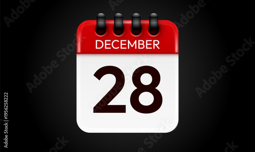 Modern red and white calendar icon. A crisp graphic representation of a date or event reminder.