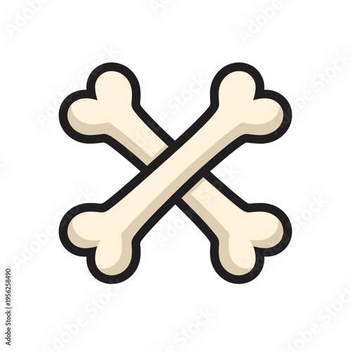 Cartoon illustration of two white crossed bones on a white background