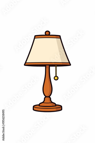 A classic table lamp with a beige shade and wooden base, perfect for home decor and lighting solutions in living rooms or bedrooms.