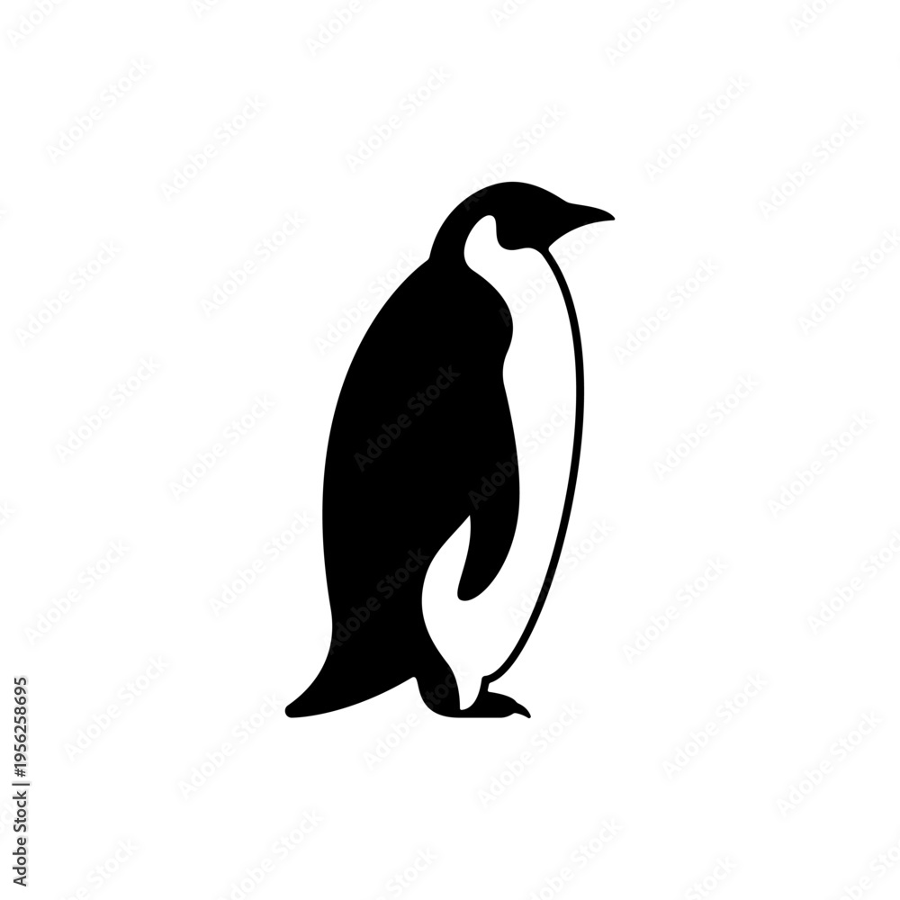 Fototapeta premium Penguin Silhouette Standing on Feet.