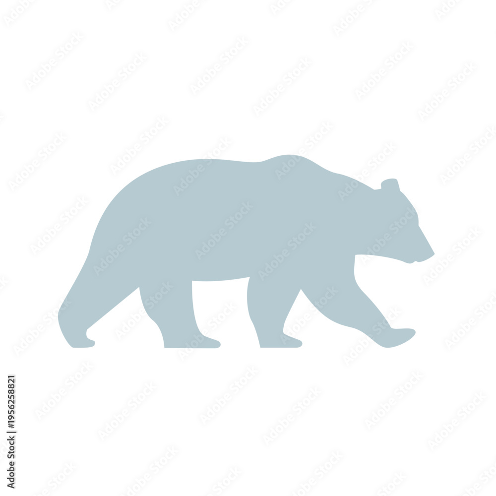 Fototapeta premium Simple Polar Bear Silhouette Walking Forward.