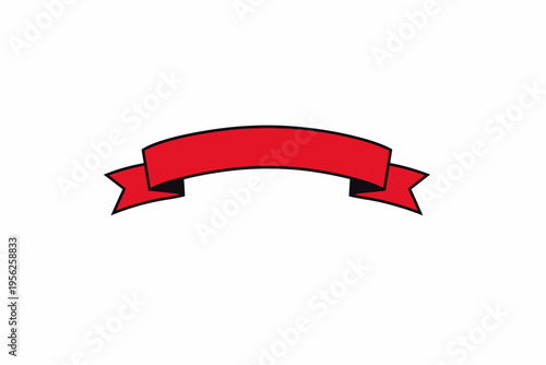 Red ribbon banner label icon for announcements and notifications on white background