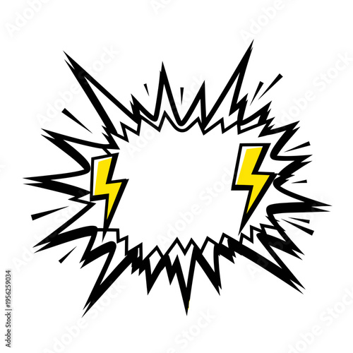 Exploding Speech Bubble with Lightning Bolts