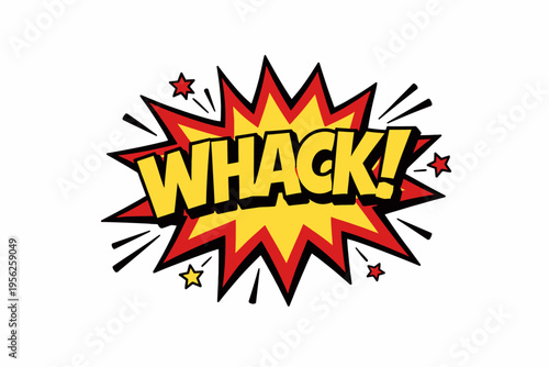 Vibrant Comic Book Style Explosion Text with Dynamic Lines and Stars on White Background for Emphasis and Impact